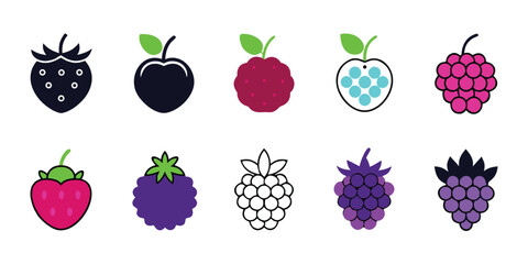 A Colorful Collection of Berry Icons A Visual Feast of Nature's Sweet Treasures Delightful Berry Graphics