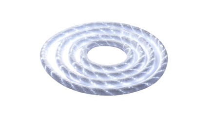 Coiled, white rope isolated on a pure background. Suitable for diverse graphic design projects.