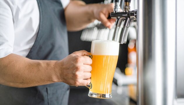 man drinking beer in bar