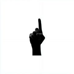 Index Finger Raised in Silhouette on a Simple White Background