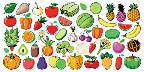 Colorful and Diverse Assortment of Fruits and Vegetables A Vibrant Still Life Composition Promoting Healthy Eating and Fresh Produce