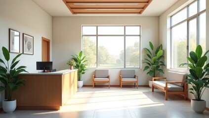 Fototapeta premium Modern minimalist living room with wooden floor, sleek furniture, and large windows.