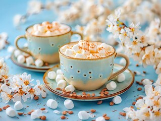 Hot coffee with marshmallows