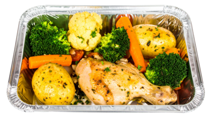 Baking and serving food kitchen aluminum foil tray culinary versatile use isolated on solid white background