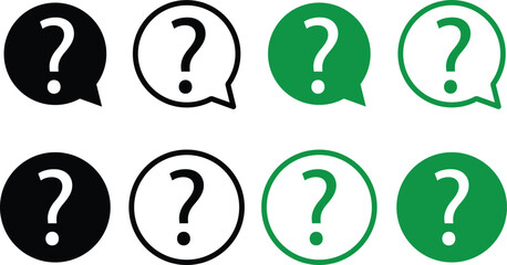 Question Mark Set in Chat Bubble and Circle Vectors