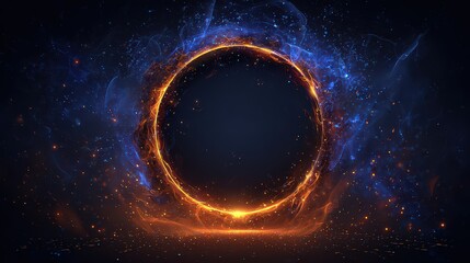 Abstract Glowing Circle With Fire Effect Background