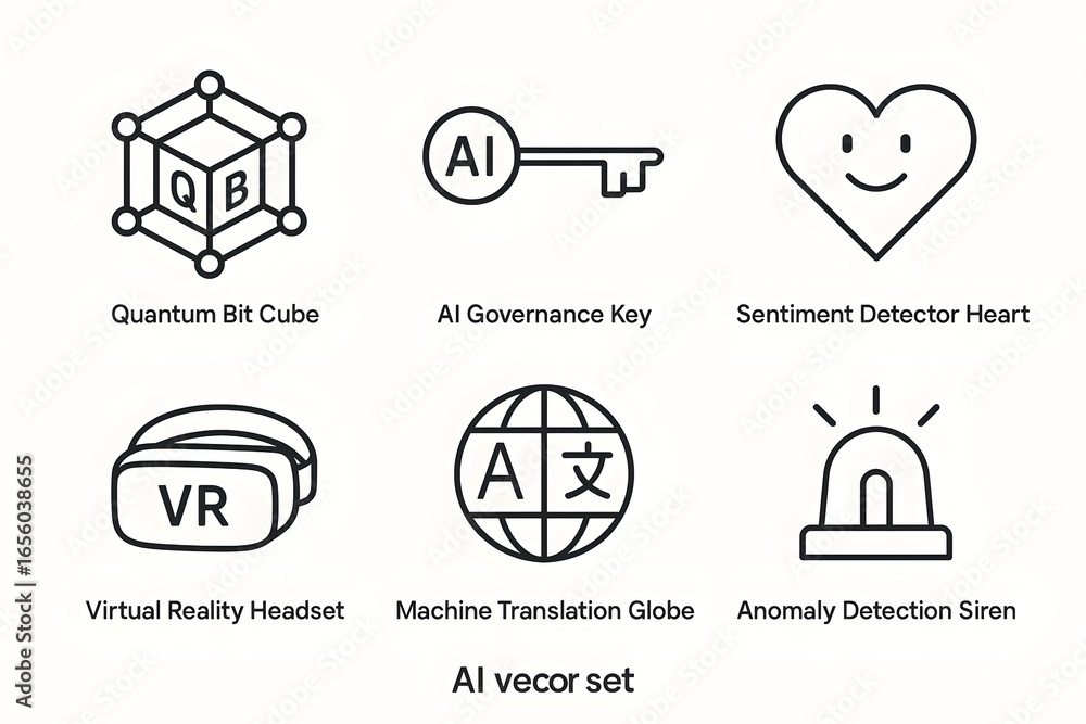 Poster ai vector set icons: a captivating array of sleek vector icons showcasing various facets of artifici