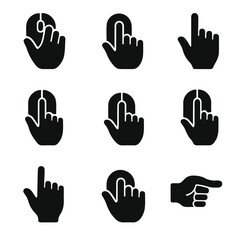 Obraz premium Versatile hand cursor icons for digital interaction and navigation design, click and point actions