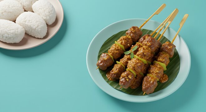 Delicious Filipino Meatball Skewers (Ukoy) with Rice
