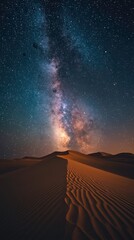 Milky Way Galaxy Over Desert Sand Dunes at Night
