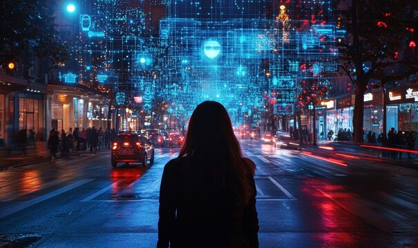 Facial recognition technology applied in an AI context, illustrating -edge security technology, Generative AI - Powered by Adobe