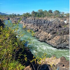 Mekong River Rapids and Waterfalls in Laos