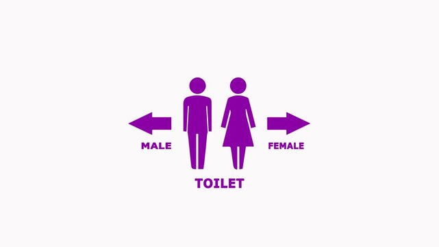 toilet icon, neon gents and ladies toilet sign animation.