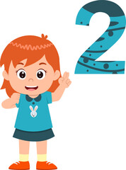happy cute little kid studies number two