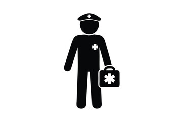 Smiling Paramedic with First Aid Kit on White Background