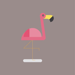 Pink Flamingo Cartoon Illustration Vector Design on a Minimalist Background