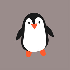 Charming Flat Design Cartoon Penguin Vector Illustration, Delightful for Projects