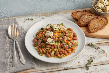 Bean olive feta salad