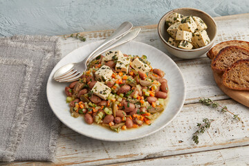 Bean olive feta salad