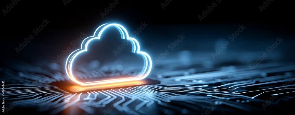 Poster a system cloud processor is located on the circuit of a computer motherboard