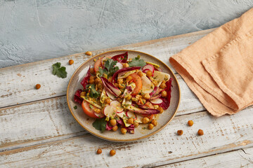 Chickpeas with bitter salad Indian style