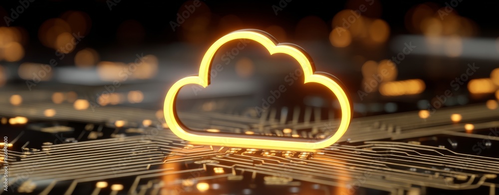 Poster on the circuit of the computer motherboard is a system cloud processor