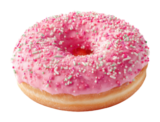 Decorative pink donut delight bakery food sweet treat isolated on transparent background