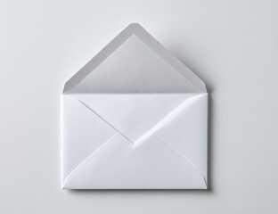 Open white envelope on a white surface