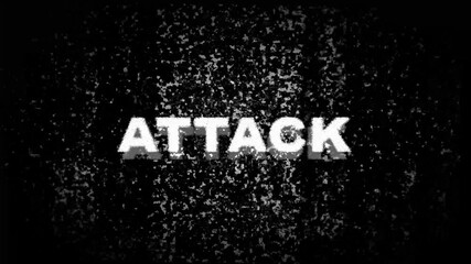 retro videogame ATTACK word text computer old tv glitch interference noise screen animation seamless loop New quality universal vintage motion dynamic animated background.4k video animation. - Powered by Adobe