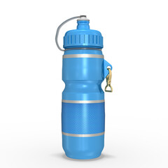 3d Blaue Outdoor Trinkflasche für Sport, Wandern und Fahrradfahren auf transparenten Hintergrund  