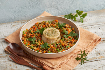 Lentils, beans and cream cheese