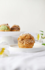 Delicate choux pastry with coffee cream