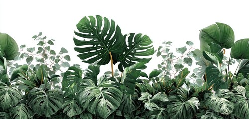 Fototapeta premium Lush tropical foliage against a white background