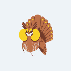 Cartoon Male Sage Grouse Displaying, Vector Illustration, Stock Image, Cute Bird Art, Design Asset, Vector Isolated Sage Grouse Illustration