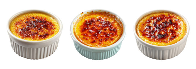 Delicious Creme Brulee Set Isolated on Transparent Background