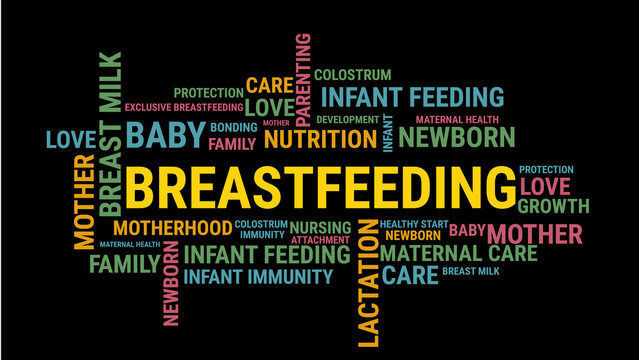 Breastfeeding word cloud with maternal and infant care keywords