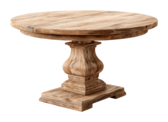 Rustic wooden dining table cozy home furniture interior isolated on transparent background