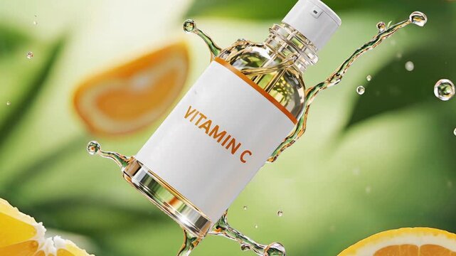 vitamin c serum bottle orange splash