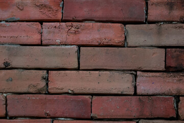 Red brick wall texture background with old bricks and cement pattern