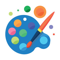 Vector art of art palette with brush and colorful paints