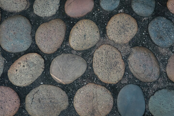 Abstract colorful stone wall background with square pattern design