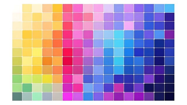 Modern digital color chart showing grid of square tones with gradient arrangement on a clean white background. Ideal for design and creative projects