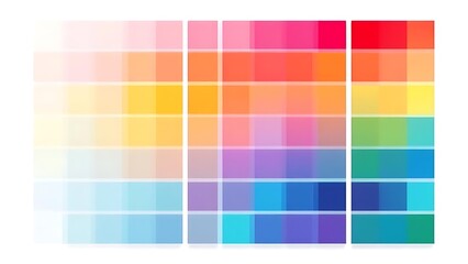 Modern digital color chart showing grid of square tones with gradient arrangement on a clean white background. Ideal for design and creative projects