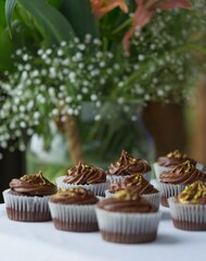 Chocolate Cupcakes with Pistachio Topping