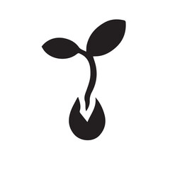 Vector illustration of a black silhouette of a snake and an abstract symbol in a tattoo design Seedling