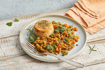 Lentils, beans and cream cheese