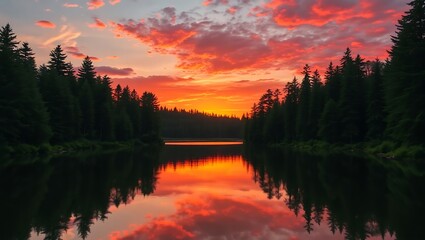 sunset over the lake