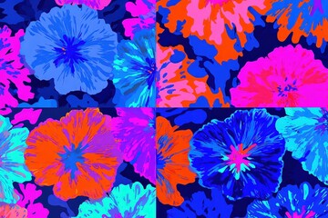 Abstract Colorful Floral Pixel Art Pattern