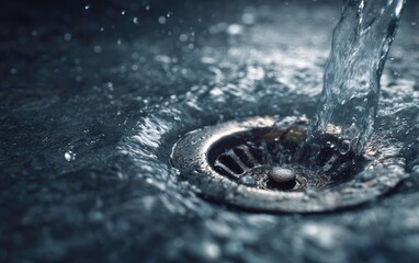 Water gushing into a drain