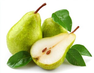 A captivating close-up of fresh pears, titled 'Fresh Pear', displays the vibrant colors and tempting texture of the fruit, while a sliced section exposes the juicy interior, creating a visually